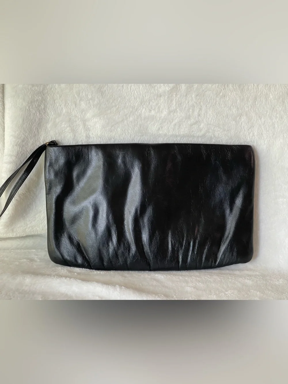 Vintage Mardane U.S.A. black leather clutch purse bag wristlet purse, soft